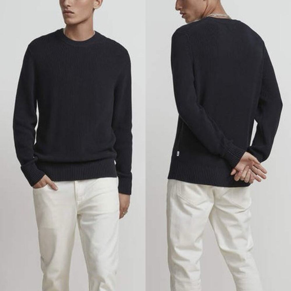 NN07 Navy Blue Cotton Crew Neck Pullover Sweater Medium